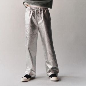 Zara Girls Kids Silver Metallic Pants(Size 9yrs)